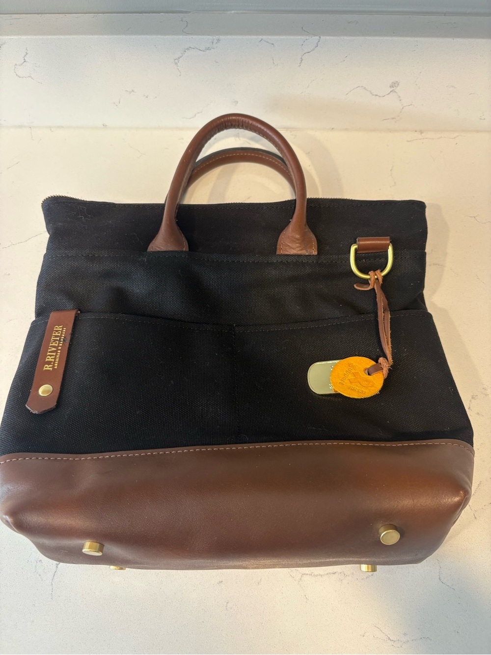 Black & Brown Leather-Trim woman’s satchel